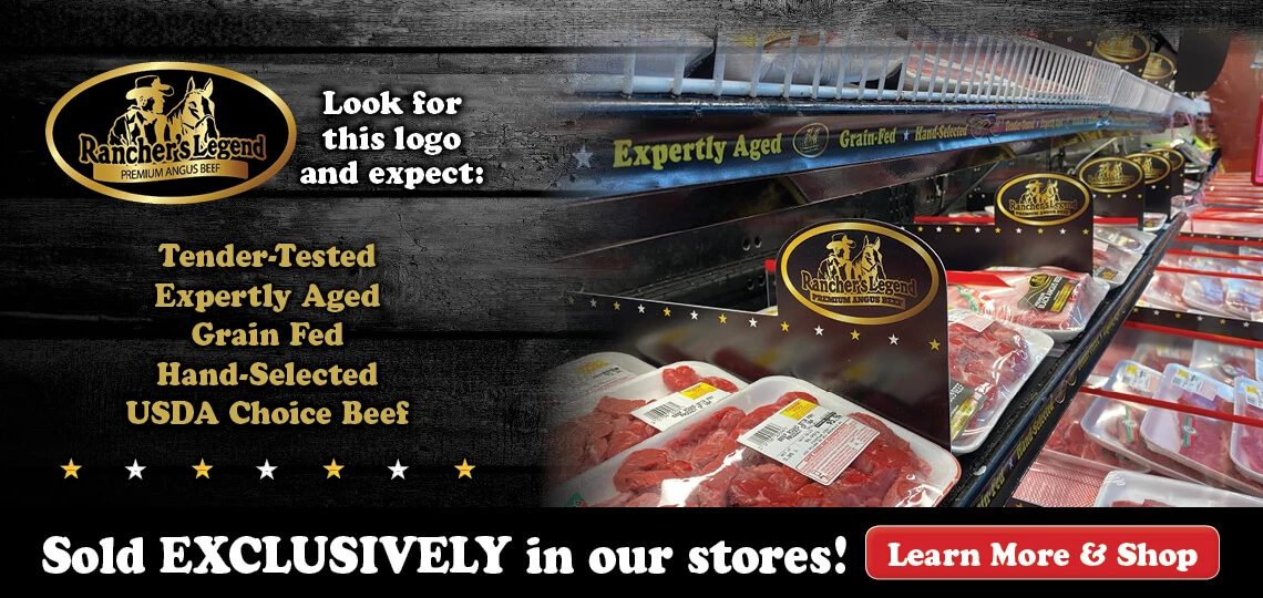 various Rancher's Legend premium black angus beef products