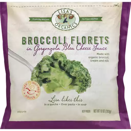 Lisas Organics Broccoli Florets In Gorgonzola Bleu Cheese Sauce Vegetables The Markets