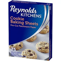 Reynolds cookie baking sheets are pre-cut parchment paper that fit