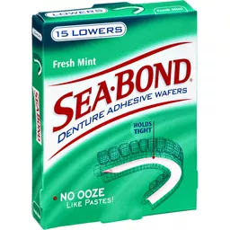 Sea-Bond Fresh Mint Lowers Denture Adhesive Wafers - 15 PK, Dentures