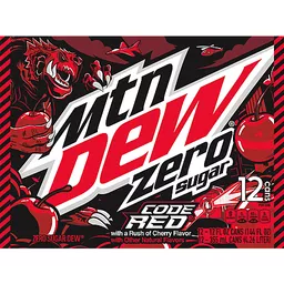 Diet Mtn Dew Code Red With A Rush Of Cherry Flavor 12 Fl Oz 12 Count Can Root Beer Cream Soda Festival Foods Shopping