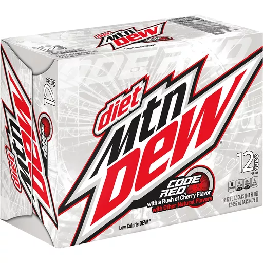 Diet Mtn Dew Code Red With A Rush Of Cherry Flavor 12 Fl Oz 12 Count Can Beverages Fairplay Foods