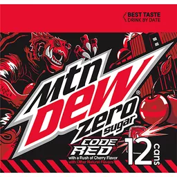 Mtn Dew Diet Code Red Soda Cherry 12 Fl Oz 12 Count Cans Shop Quality Foods