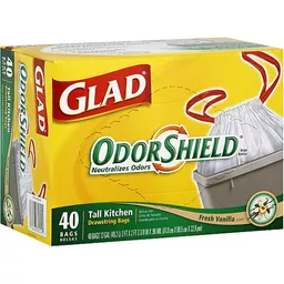 Glad Odor Shield Tall Kitchen Drawstring Bags, 13 Gallon, 40 Bags