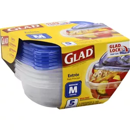 Glad Container & Lids, Entree, Medium Square, 3-1/8 Cups, Plastic  Containers