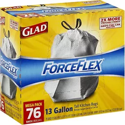 Glad ForceFlex Tall Kitchen Drawstring Trash Bags 13 Gallon Trash