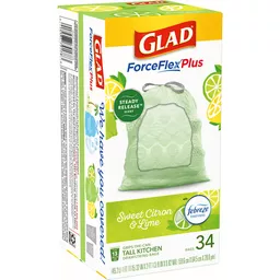 Glad® ForceFlexPlus Tall Kitchen Drawstring Trash Bags - 13 Gallon Trash  Bag, Febreze Sweet Citron & Lime - 34 Count, Plastic Bags