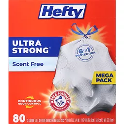 Hefty Ultra Strong Tall Kitchen Trash Bags, Lavender & Sweet Vanilla Scent, 13 Gallon, 80 Count