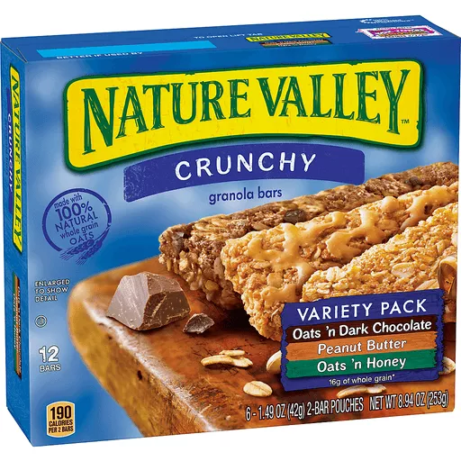 Nature Valley Crunchy Granola Bar Variety Pack Of Oats N Dark Chocolate Peanut Butter And Oats N Honey 24 Bars In 12 1 49 Oz 2 Bar Pouches Granola Ken S Korner Red Apple