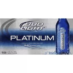 Bud Light Platinum Beer, 18 Pack Beer, 12 FL OZ Bottles, Beer