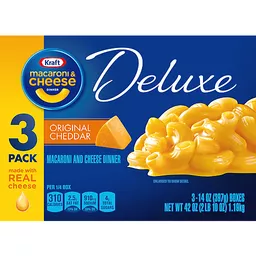 Kraft Deluxe Macaroni and Cheese Dinner, Original Cheddar, 3 Pack - 3 pack, 14 oz boxes