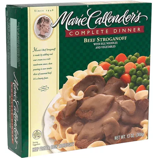 Marie Callenders Complete Dinner Beef Stroganoff With Egg Noodles And Vegetables Frozen Foods Teal S Market