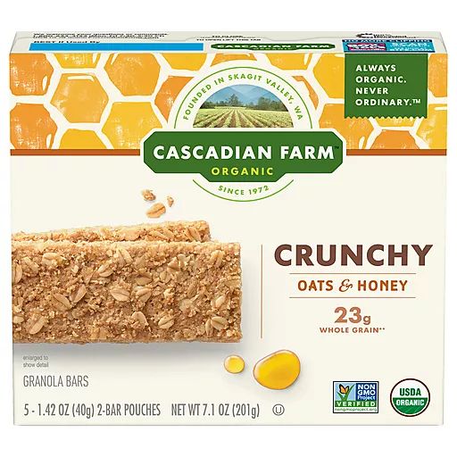 Cascadian Farm Organic Granola Bars Oats And Honey Crunchy Granola Bars 5 Pouches 2 Bars Per Pouch Granola Energy Bars Shelburne Grocery