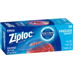 Ziploc Brand Freezer Quart Bags, with Grip 'n Seal Technology, 38 Count