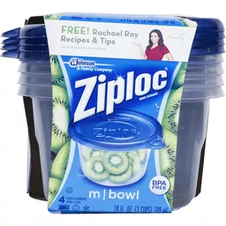 Ziploc Smart Snap Seal Containers and Lids, Bowl, Large, 7 Cups, Charcoal  & Grilling