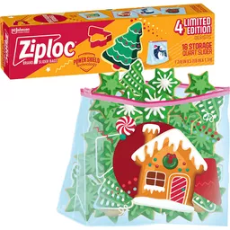 Ziploc® Brand Slider Storage Bags Holiday, Quart, 16 Count, Plastic  Containers