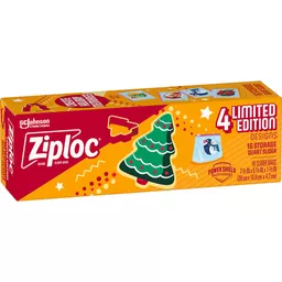 (2)Limited Edition Holiday/Christmas Ziploc Quart Slider Storage Bag (16  Count)