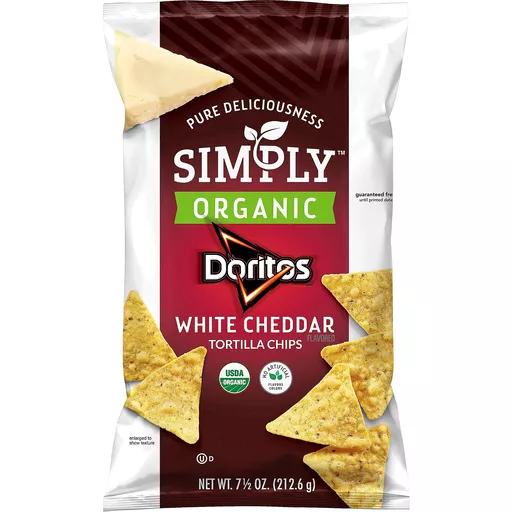 Doritos Simply Organic Tortilla Chips White Cheddar Flavored 7 5 Oz Chips Crisps Pretzels Reasor S