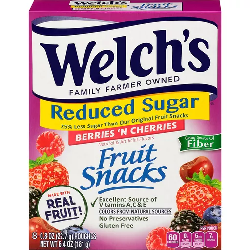Welch S Fruit Snacks Reduced Sugar Berries N Cherries Fruit Snacks Fairplay Foods