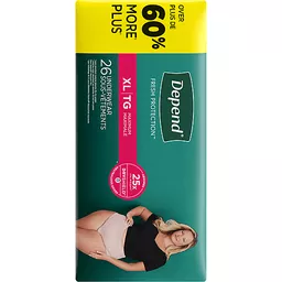 Depend Fresh Protection Adult Incontinence Underwear for Women (Formerly  Depend Fit-Flex), Disposable, Maximum, Extra-Large, Blush, 26 Count, Health & Personal Care