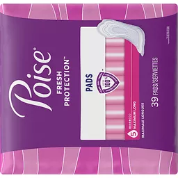 Poise Serviettes pour incontinence postpartum Poise, absorption maximale,  longues, 39 serviettes - 39 ea