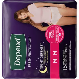 Depend Underwear, Night Defense, M 15 ea, Feminine Care