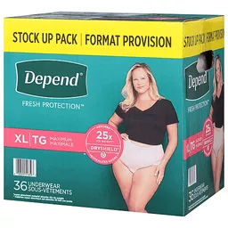 Depend Underwear, Maximum, Stock Up Pack, Xl 36 Ea