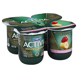 Activia Strawberry and Strawberry Banana Probiotic Yogurt, Lowfat Yogurt  Cups, 4 oz, 12 Count