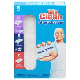 Với Túi 6 bộ lau chùi đa năng Mr. Clean Magic Eraser, bạn không cần phải lo lắng về bụi bẩn và vết bẩn khó nhằn nữa. Với công nghệ tiên tiến, loại bỏ các vết bẩn chỉ với một vài cử chỉ, và tất cả đều trở nên sáng sạch như mới. Bạn chắc chắn sẽ yêu thích sản phẩm này!