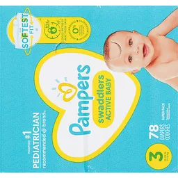 Pampers Swaddlers 3 (16-28 lb) Active Baby Diapers Super Pack 3 78 ea | Buehler's