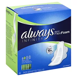 Always Infinity FlexFoam Pads for Women Size 2 Heavy Flow