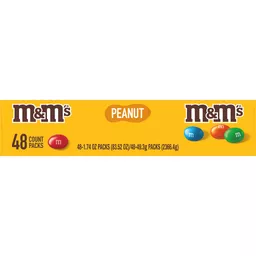 M&M'S Full Size Peanut Milk Chocolate Candy Bulk Pack, 1.74 oz, 48