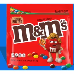 M&M'S Peanut Milk Chocolate Candy Family Size Resealable Bulk Bag