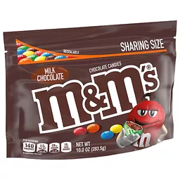 M&M'S Peanut Milk Chocolate Candy Sharing Size Bag, 10.7 oz