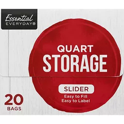 Ziploc Storage Bags, Slider, Quart 20 Ea
