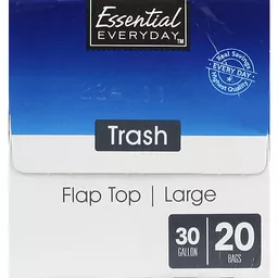 Essential Everyday Trash Bags Flap Top Large Clear 30 Gallon