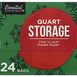 Essential Everyday Quart Double Zipper Storage Bags 24 ea