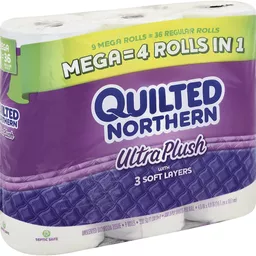 Quilted Northern Ultra Plush Bathroom Tissue, Unscented, Mega Rolls, 3-Ply - 24 rolls