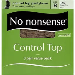 No nonsense Control Top Pantyhose Size B Tan Sheer Toe - 3 PR, Clothing
