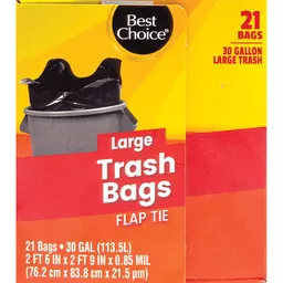 Best Choice Bst Ch Flap Tie Trash Bags 30 Gal, Trash Bags