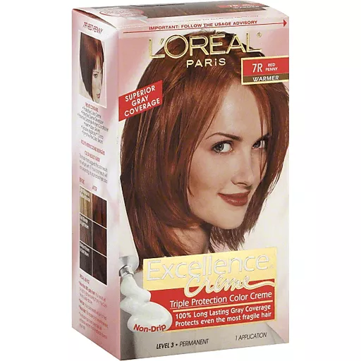 L Oreal Paris Excellence Creme Permanent Triple Protection Hair Color 7r Red Penny 1 Kit Hair Coloring Price Cutter