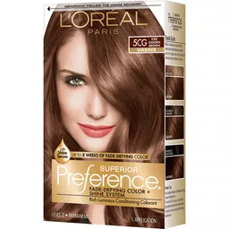 L'Oreal Paris Superior Preference Fade-Defying Shine Permanent Hair Color,  5CG Iced Golden Brown, 1 kit | Shop | Matherne's Market