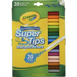 Crayola Super Tips Nontoxic Washable Markers 20 Ea, Pens, Pencils &  Markers