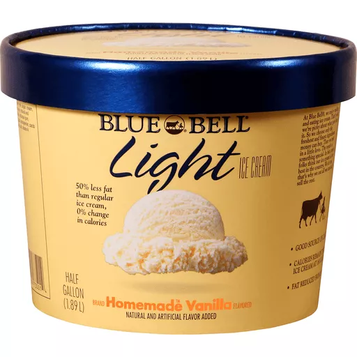 Blue Bell Ice Cream Homemade Vanilla Light Half Gallon 64 Oz Ice Cream Reasor S