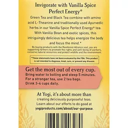 Yogi Tea Vanilla Spice Perfect Energy, Organic Black Tea Bags, 16
