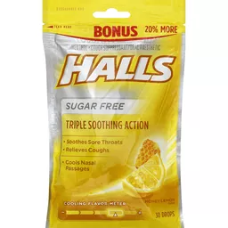 Halls Honey Lemon Flavour Cough Drops, 20 × 9 lozenges