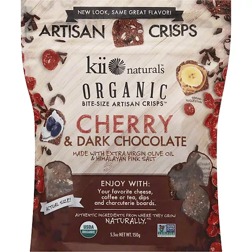 Kii Naturals Crisps Artisan Organic Cherry Dark Chocolate Bite Size Cheese Fishers Foods