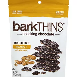 Bark Thins Snacking Chocolate, Dark Chocolate Peanut with Sea Salt, Packaged Candy