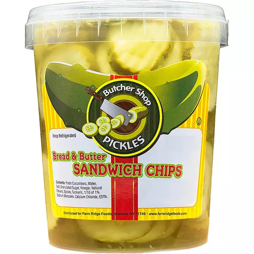 Butcher Shop Pickles Bread And Butter Sandwich Chips Pickles Olives Peppers Houchens Market Place