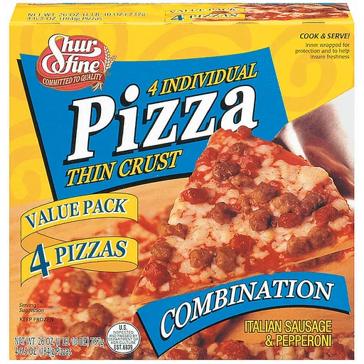 slogan billetpris accelerator Shurfine Thin Crust Combination Sausage & Pepperoni 4 Ct Pizza 26 Oz Box |  Frozen Foods | Kirby Foods